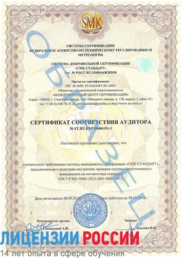 Образец сертификата соответствия аудитора №ST.RU.EXP.00006191-3 Нахабино Сертификат ISO 50001
